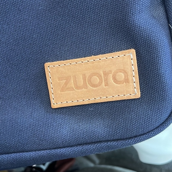 Jack + Mulligan Navy with Cream Leather Canvas Backpack - Picture 7 of 8